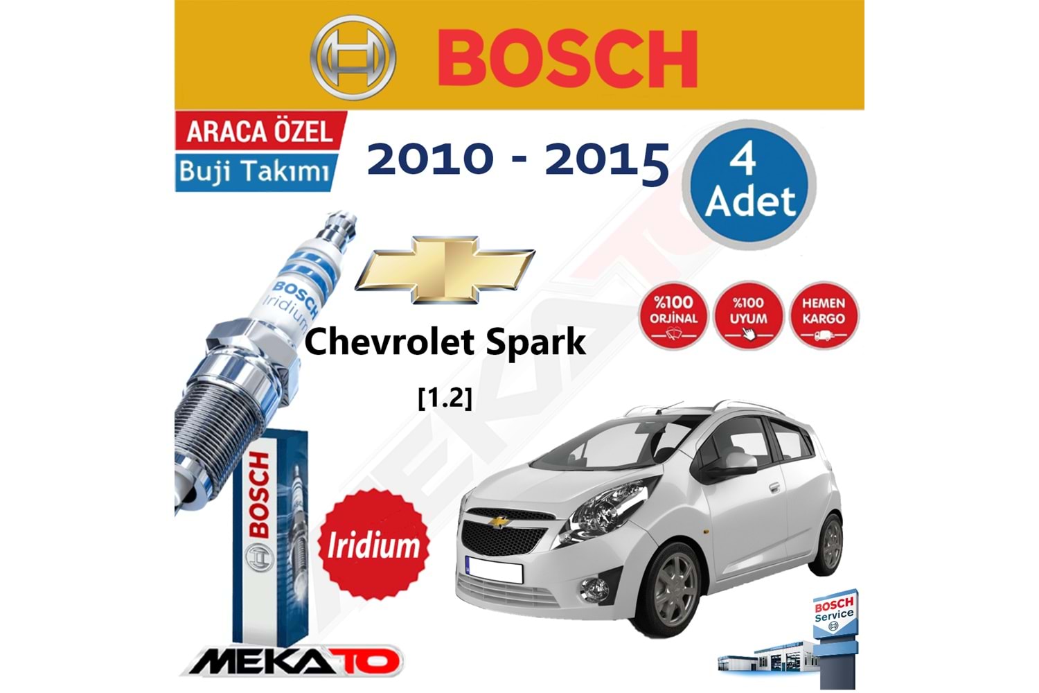 Bosch Chevrolet Spark Lpg (1.2) İridyum (2010-2015) Buji Takımı 4 Ad.