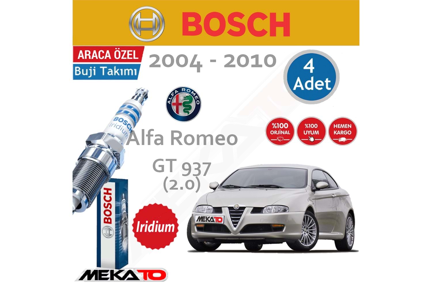 Bosch Alfa Romeo GT Lpg 2.0 İridyum Buji Takımı 2004-2010 4 Ad.