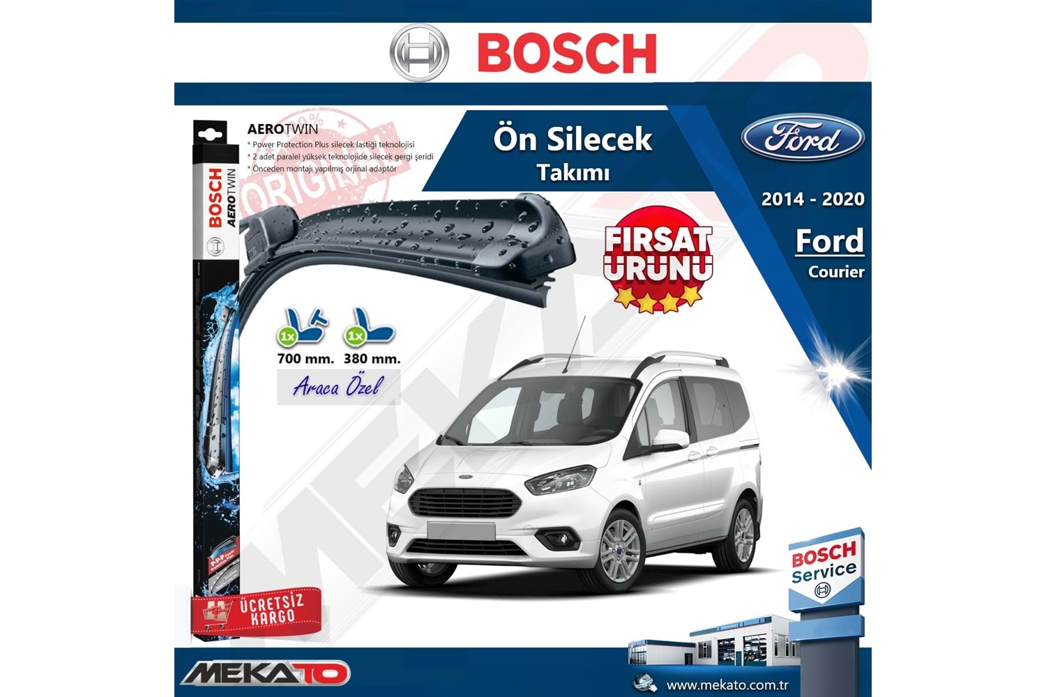 Ford Courier Ön Silecek Takımı Bosch Aero Twin 2014-2020