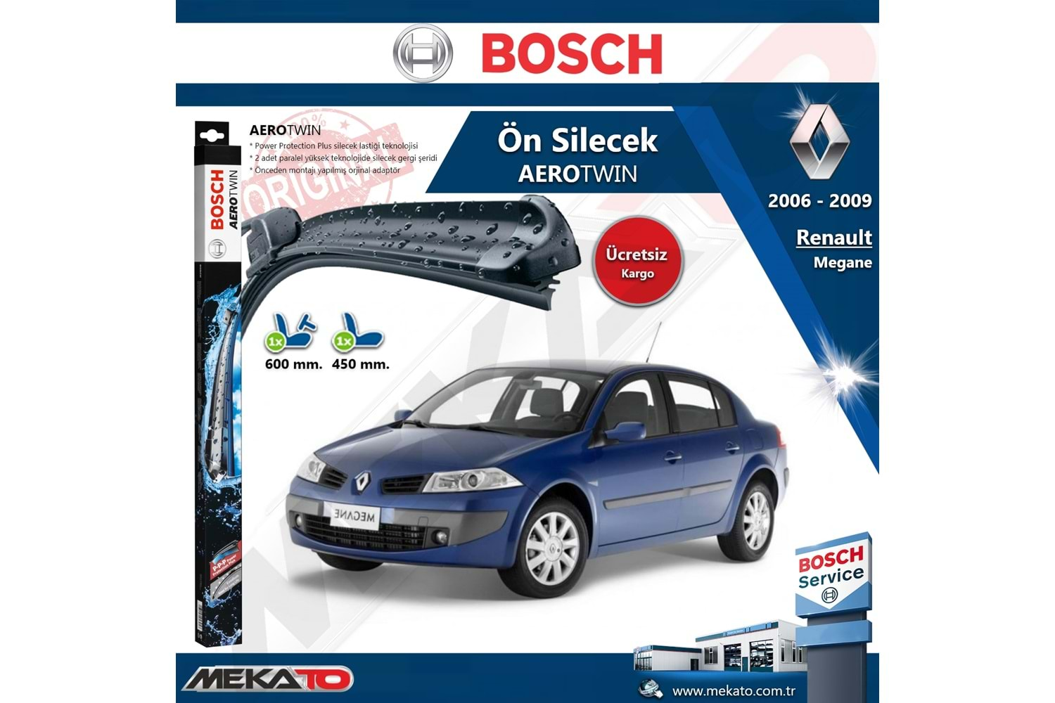 Renault Megane Ön Silecek Takımı Bosch Aero Twin 2006-2009