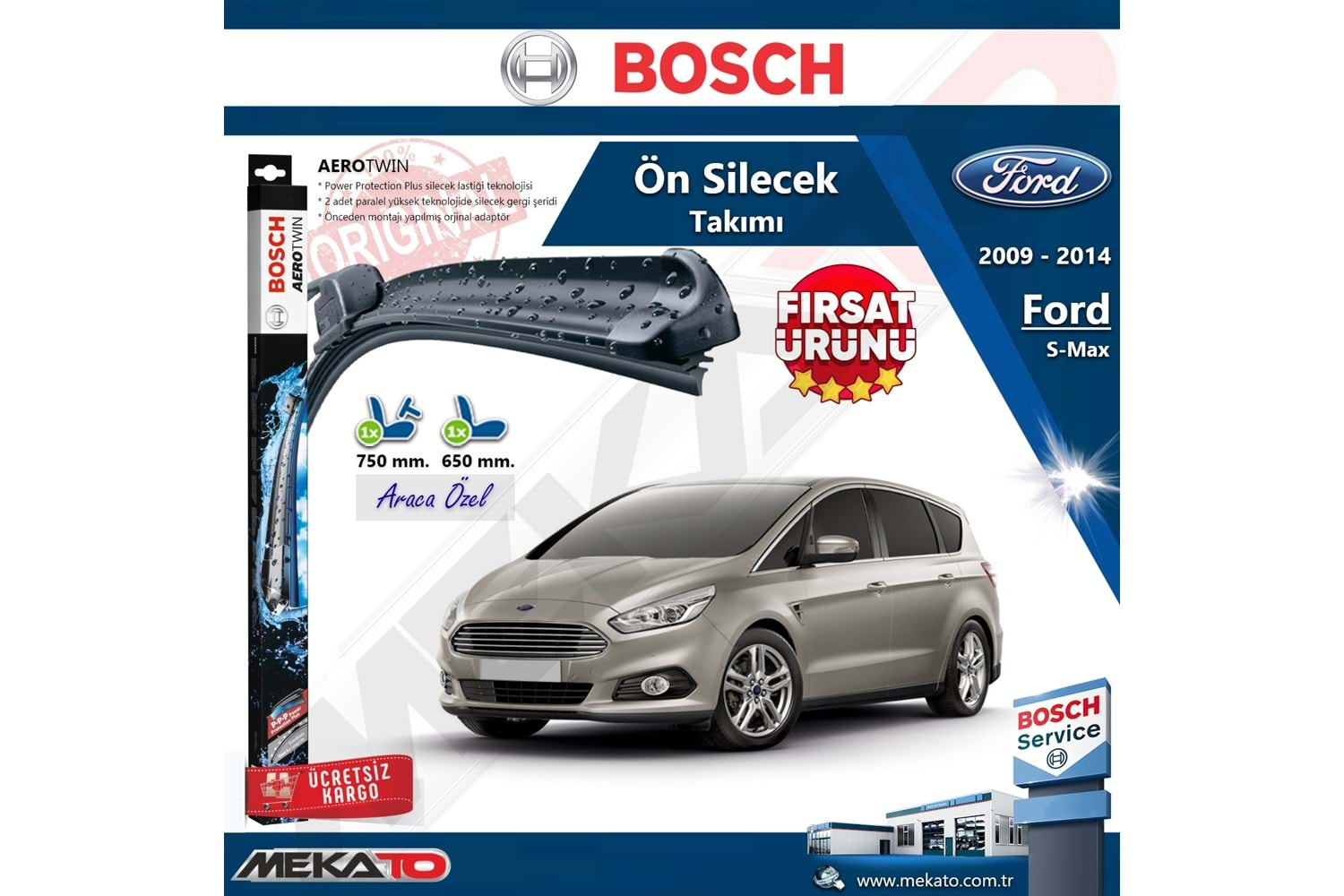 Ford S-Max Ön Silecek Takımı Bosch Aero Twin 2009-2014