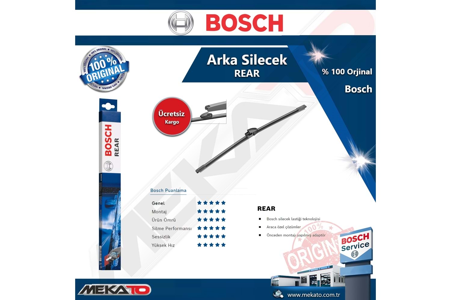 Ford Kuga Arka Silecek Bosch Rear 2012-2020