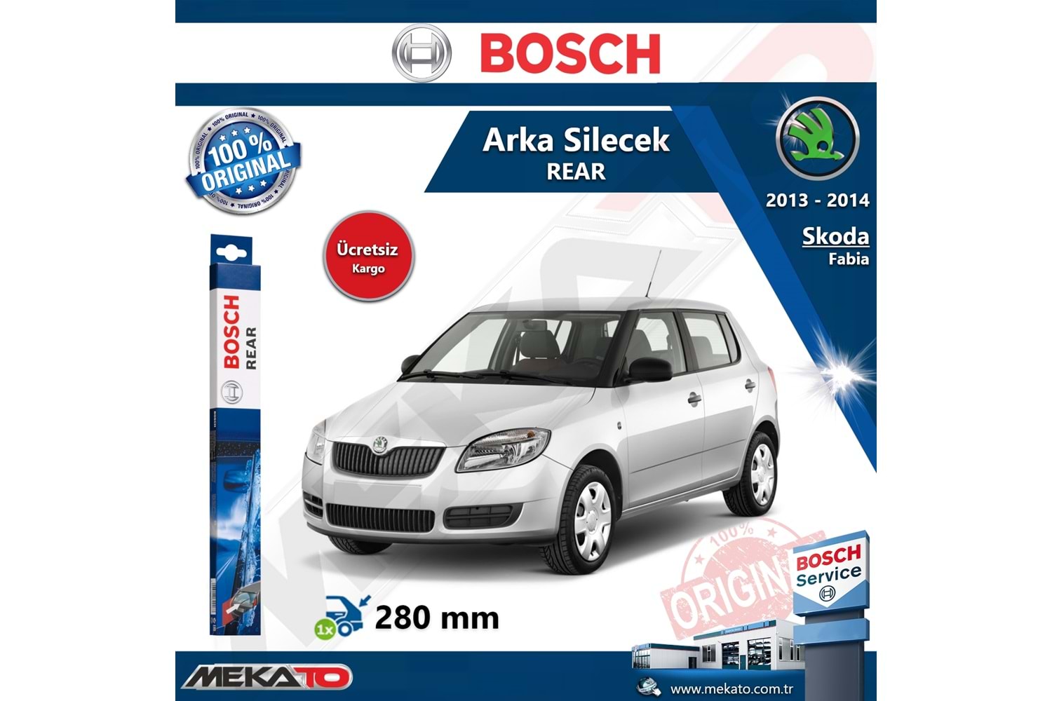 Skoda Fabia Arka Silecek Bosch Rear 2013-2014
