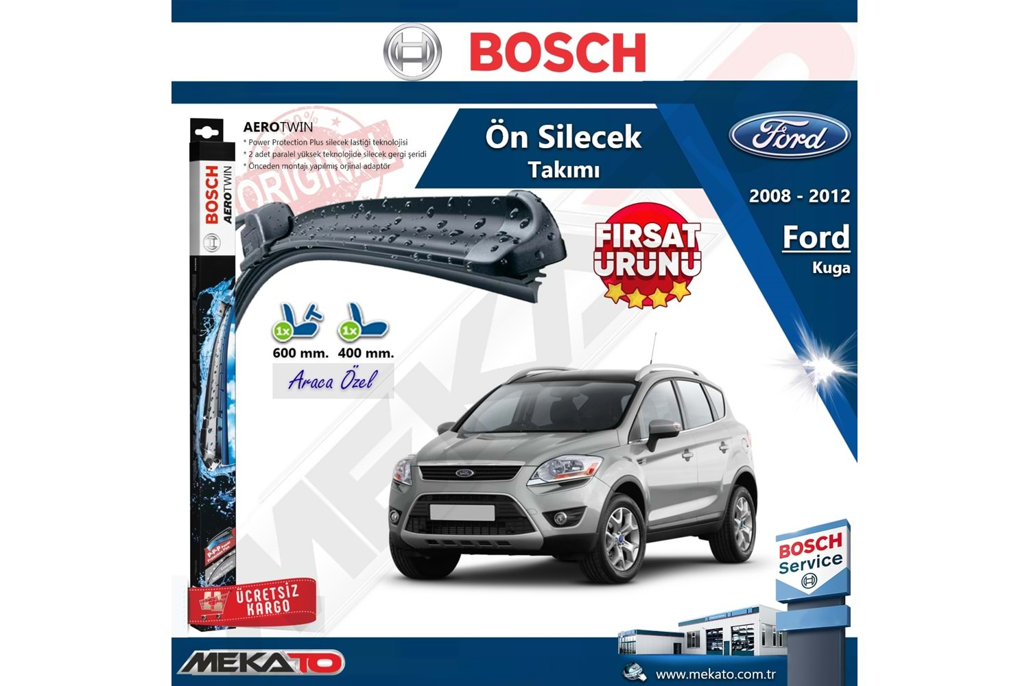 Ford Kuga Ön Silecek Takımı Bosch Aero Twin 2008-2012