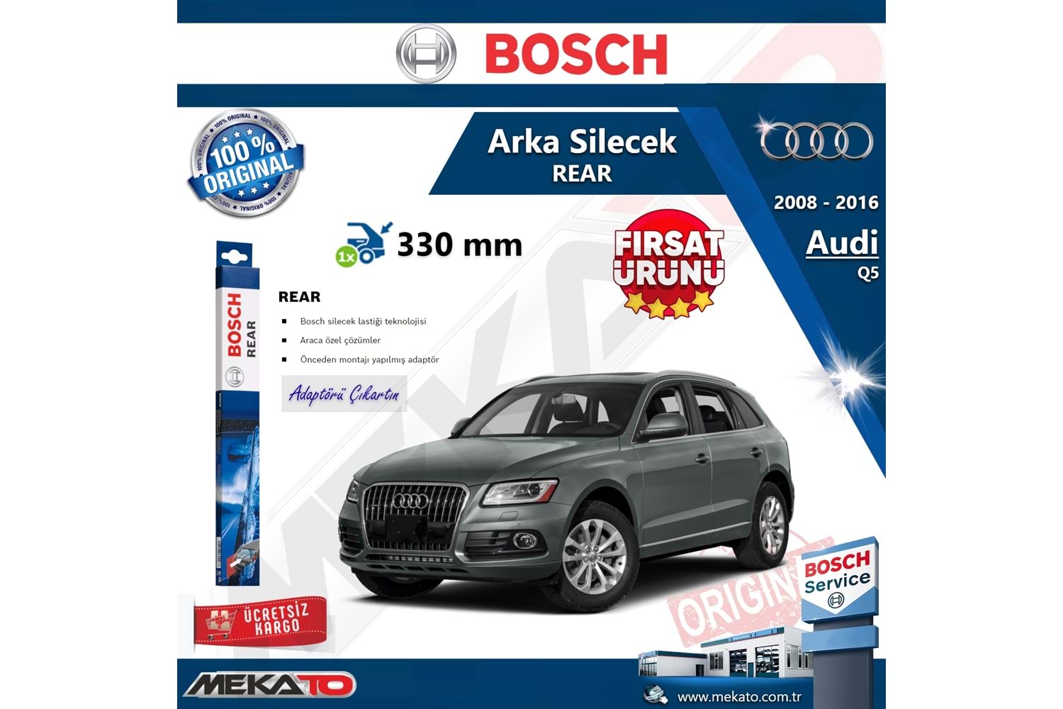 Audi Q5 Arka Silecek Bosch Rear 2008-2016