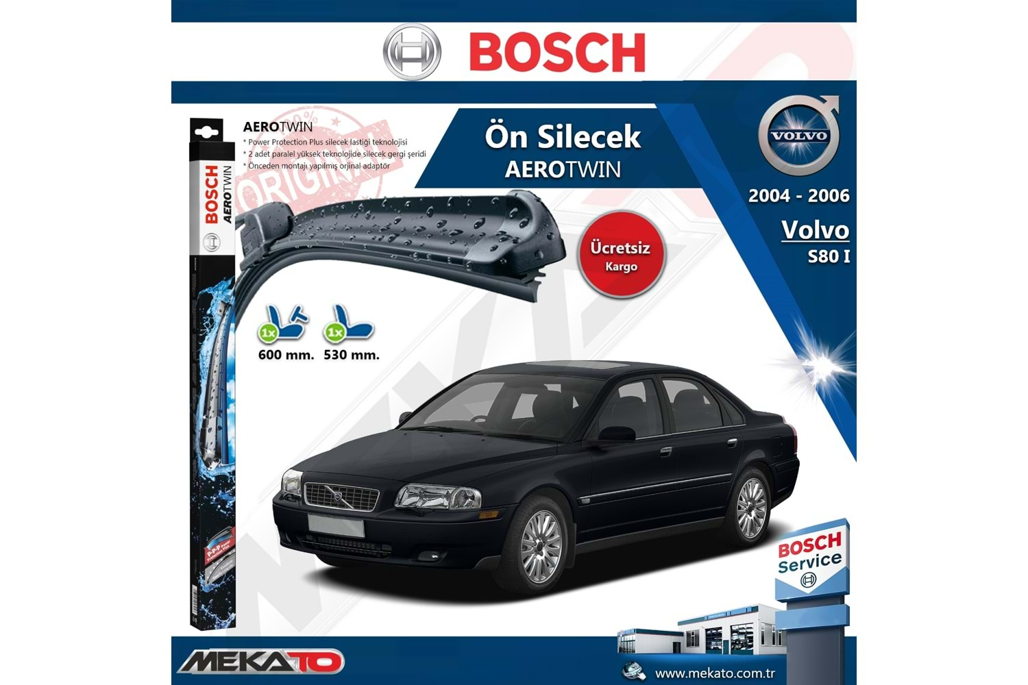 Volvo S80 Ön Silecek Takımı Bosch Aero Twin 2004-2006