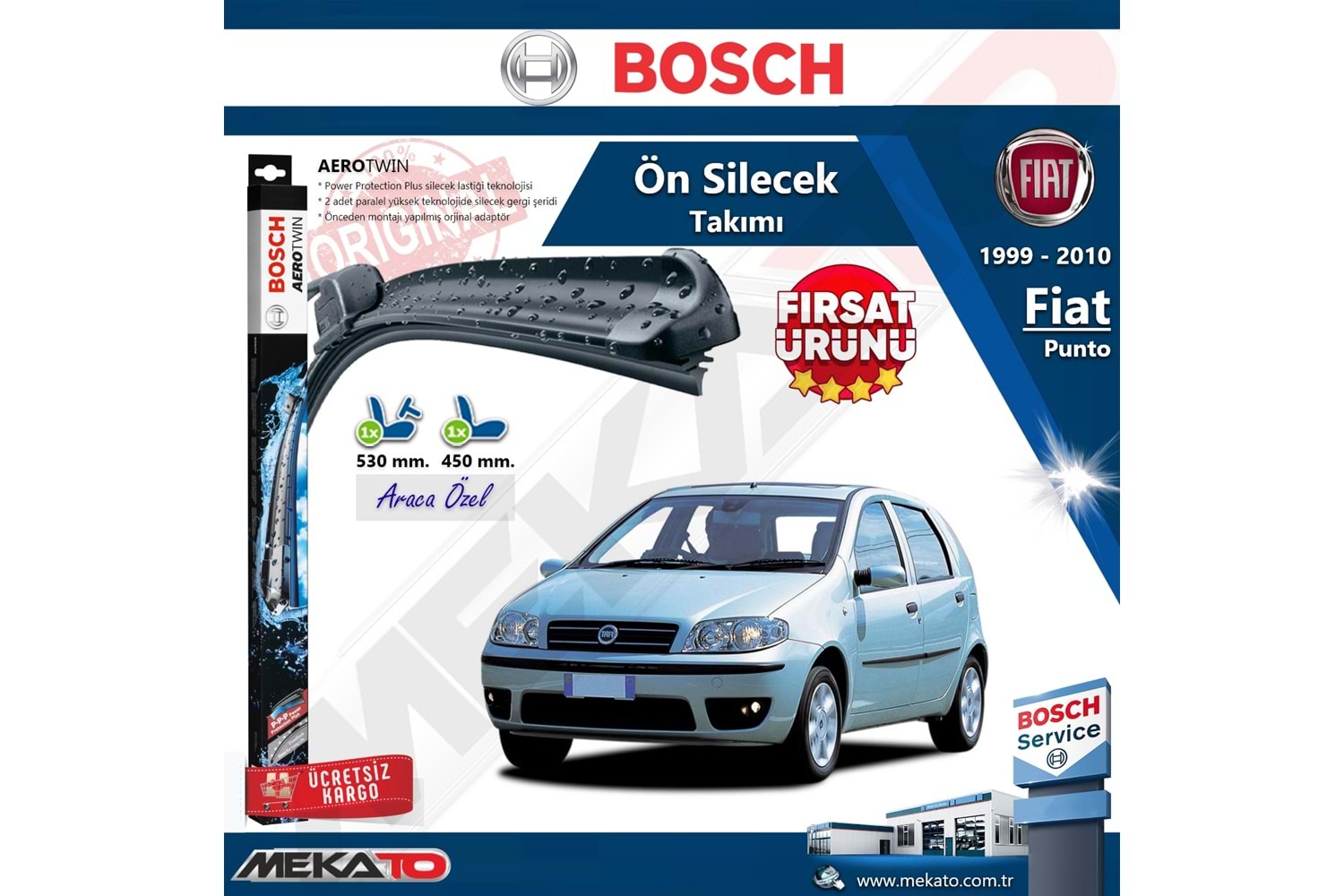 Fiat Punto Ön Silecek Takımı Bosch Aero Eco 1999-2010