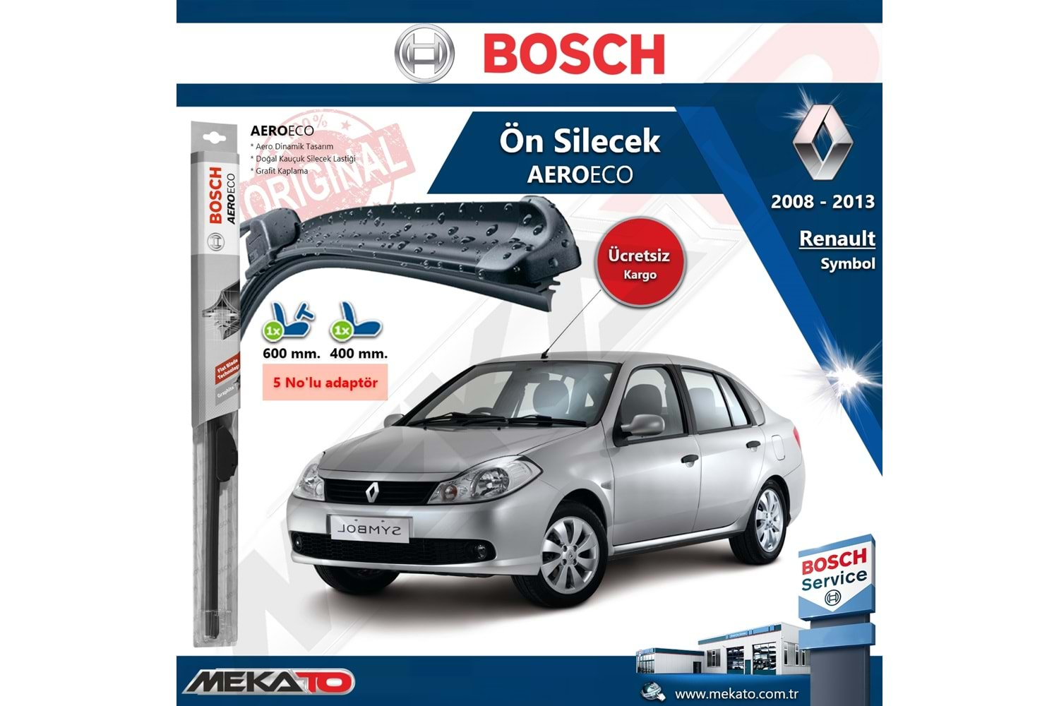 Renault Symbol Ön Silecek Takımı Bosch Aero Eco 2008-2013