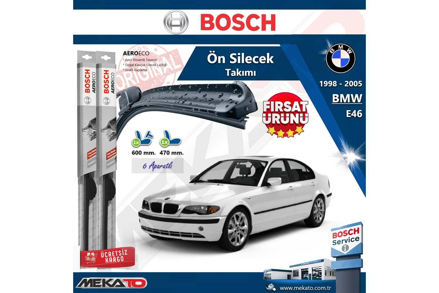 Bmw E46 Ön Silecek Takımı Bosch Aero Eco 1998-2005