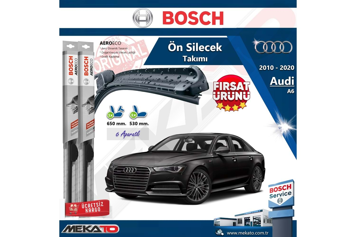 Audi A6 Ön Silecek Takımı Bosch Aero Eco 2010-2020