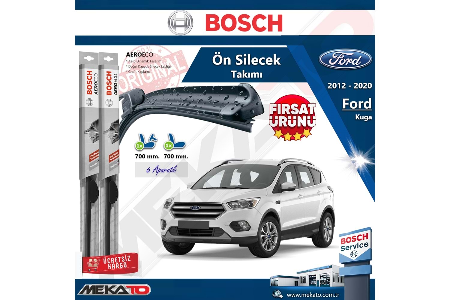 Ford Kuga Ön Silecek Takımı Bosch Aero Eco 2012-2020
