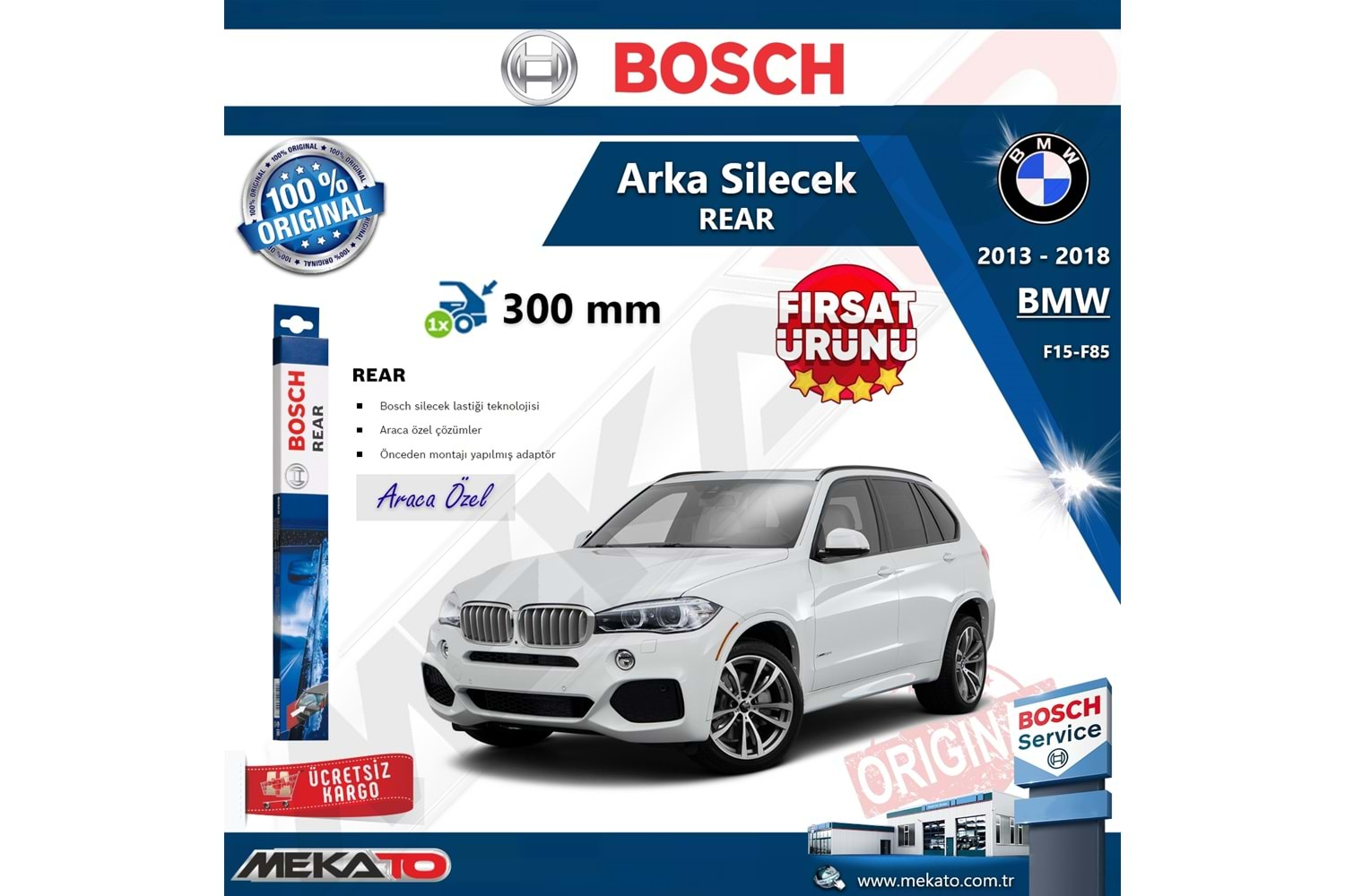 Bmw F15-F85 Arka Silecek Bosch Rear 2013-2018