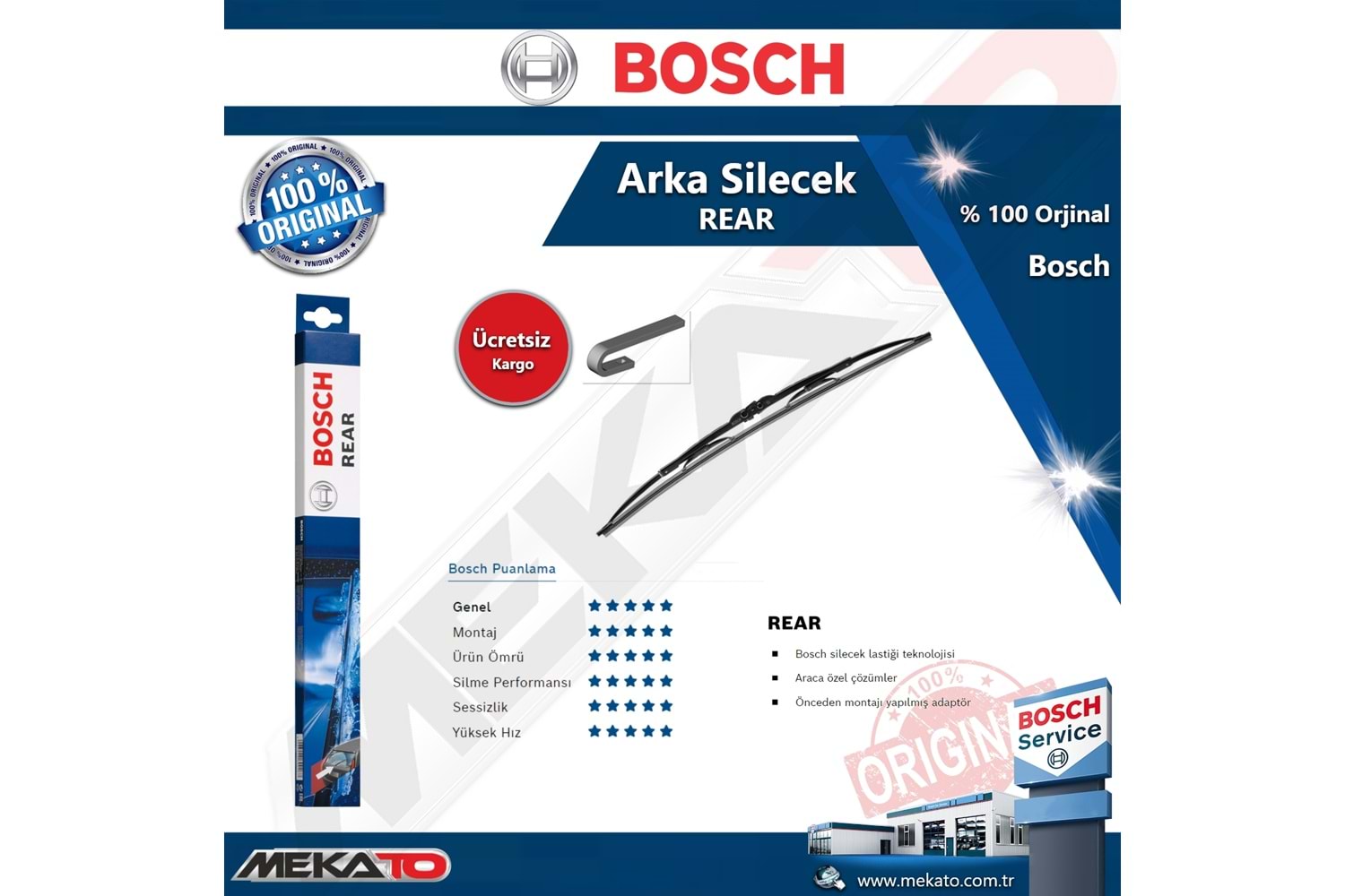 Citroen Berlingo Arka Silecek Bosch Rear 2002-2008