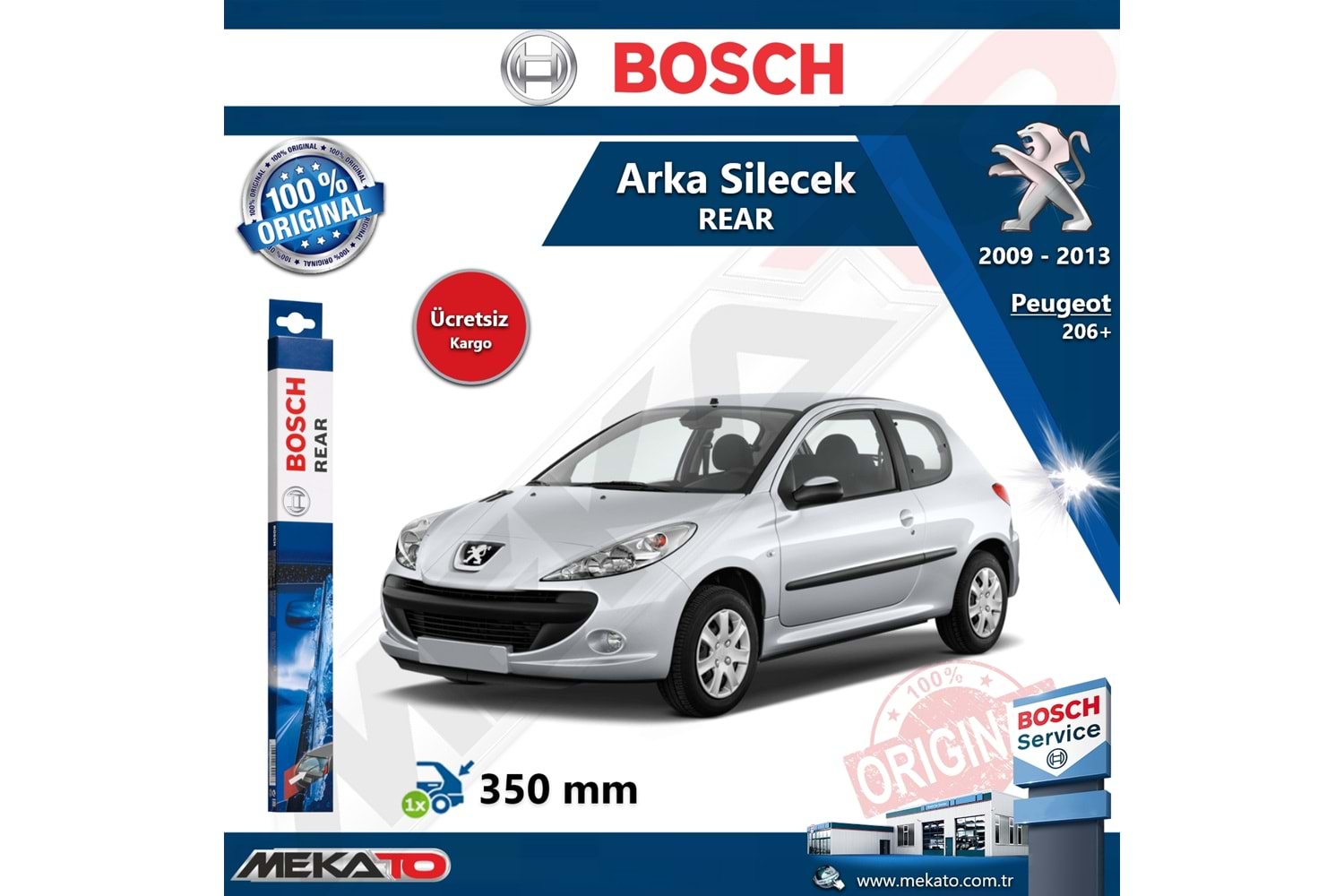 Peugeot 206+ Arka Silecek Bosch Rear 2009-2003