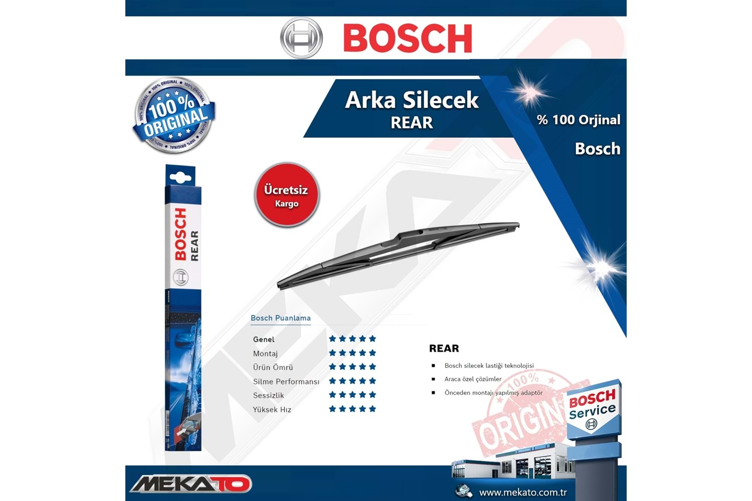 Citroen Berlingo Arka Silecek Bosch Rear 2008-2018