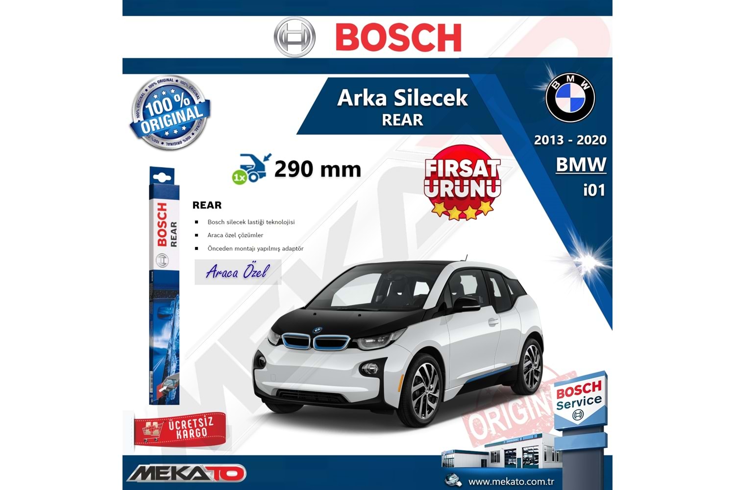 Bmw i3 Arka Silecek Bosch Rear 2013-2020