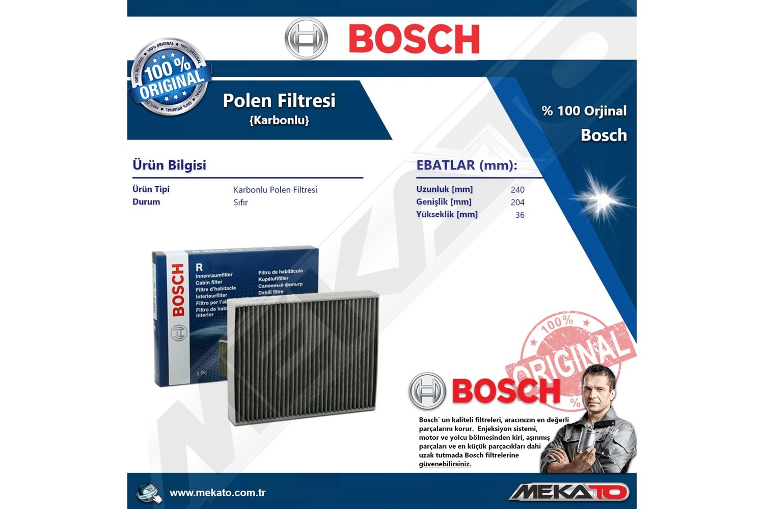 Bmw 1 Seri F20 118 d N47 3 Lü Bosch Filtre Seti Karbonlu 2011-2019