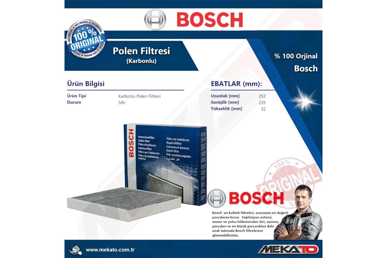 Vw Golf 7 1.4 TSI 3 Lü Bosch Karbonlu Filtre Seti 2013-2019