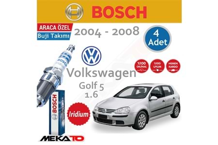 Bosch Volkswagen Golf 5 Lpg (1.6) İridyum (2004-2008) Buji Takımı 4 Ad.