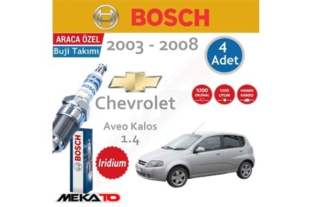 Bosch Chevrolet Aveo Kalos Lpg (1.4) İridyum (2003-2008) Buji Takımı 4 Ad.