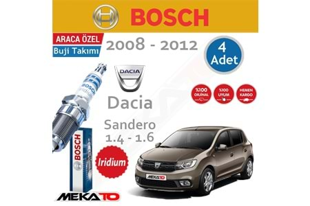 Bosch Dacia Sandero Lpg (1.6) İridyum (2008-2012) Buji Takımı 4 Ad.