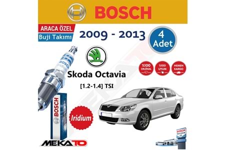 Bosch Skoda Octavia 1.2 1.4 TSI İridyum 2009-2013 Buji Takımı 4 Ad.