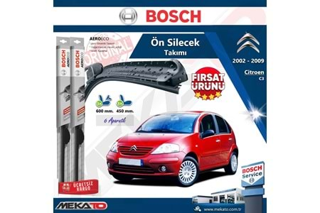 Citroen C3 Ön Silecek Takımı Bosch Aero Eco 2002-2009