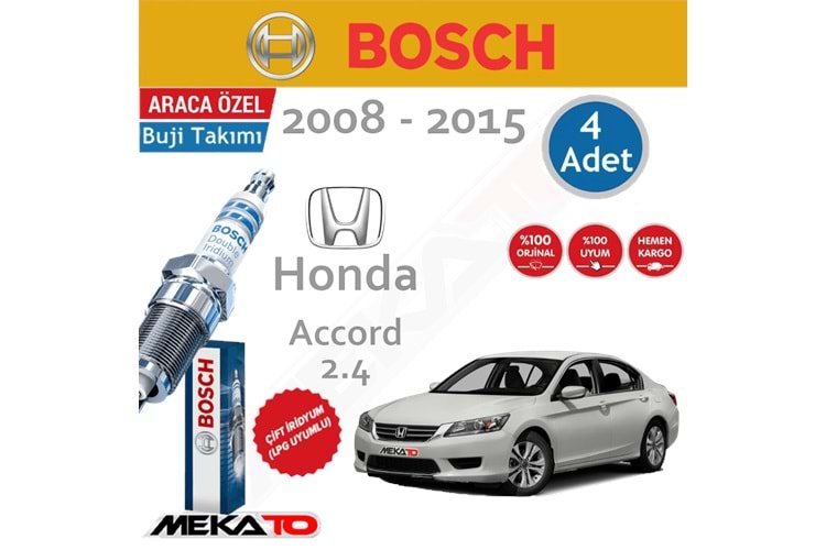 Bosch Honda Accord (2.4) Çift İridyum (2008-2015) Buji Takımı 4 Ad.