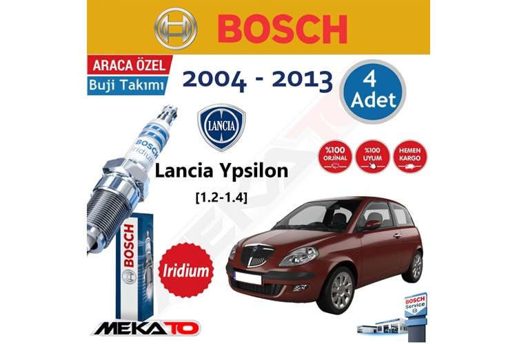 Bosch Lancia Ypsilon (1.2-1.4) Lpg İridyum (2004-2013) Buji Takımı 4 Ad.