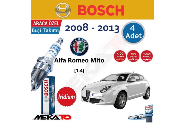 Bosch Alfa Romeo Mito (1.4) İridyum (2008-2013) Buji Takımı 4 Ad.