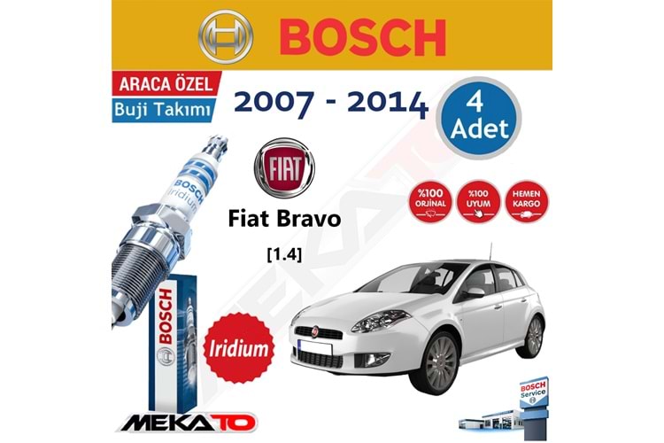 Bosch Fiat Bravo (1.4) Lpg İridyum (2007-2014) Buji Takımı 4 Ad.