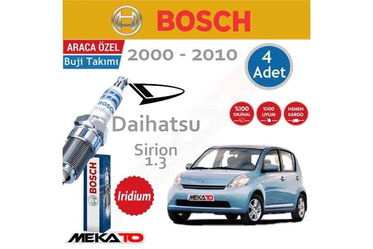 Bosch Daihatsu Sirion Lpg 1.3 İridyum Buji Takımı 2000-2010 4 Ad.