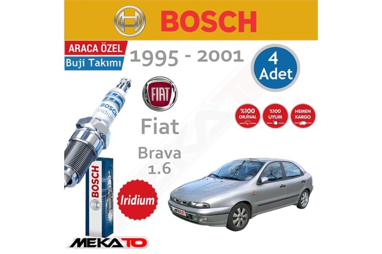 Bosch Fiat Brava Lpg 1.6 İridyum Buji Takımı 1995-2001 4 Ad.