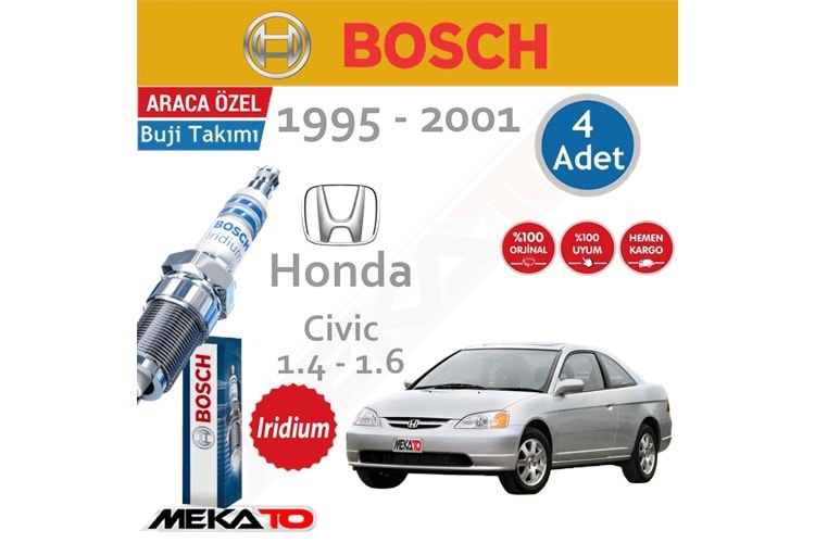 Bosch Honda Civic Lpg 1.4 1.6 İridyum Buji Takımı 1995-2001 4 Ad.