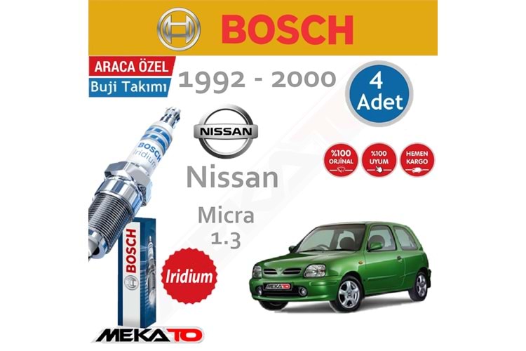Bosch Nissan Micra Lpg (1.3) İridyum (1992-2000) Buji Takımı 4 Ad.