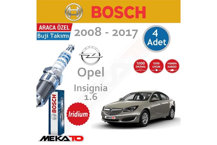 Bosch Opel Insignia Lpg Turbo (1.6) İridyum (2008-2017) Buji Takımı 4 Ad.
