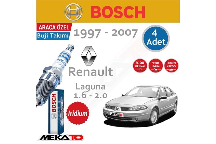 Bosch Renault Laguna Lpg (1.6-2.0) İridyum (1997-2007) Buji Takımı 4 Ad.