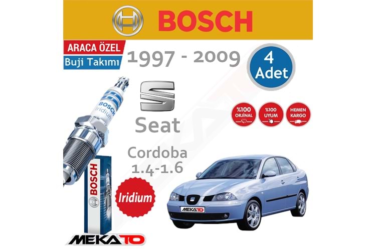 Bosch Seat Cordoba Lpg (1.4-1.6) İridyum (1997-2009) Buji Takımı 4 Ad.