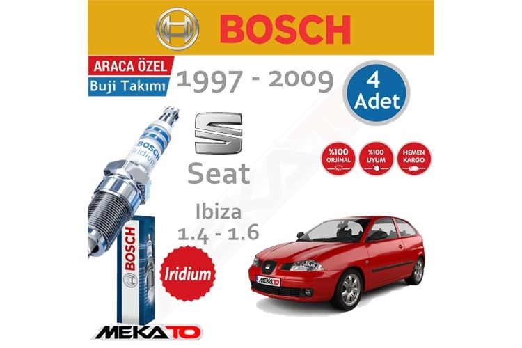 Bosch Seat Ibiza Lpg (1.4-1.6) İridyum (1997-2009) Buji Takımı 4 Ad.