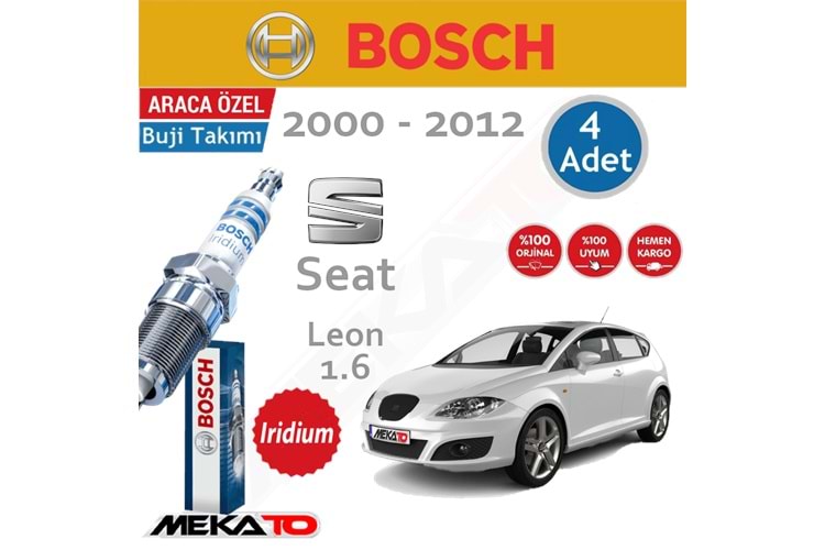 Bosch Seat Leon Lpg (1.6) İridyum (2000-2012) Buji Takımı 4 Ad.