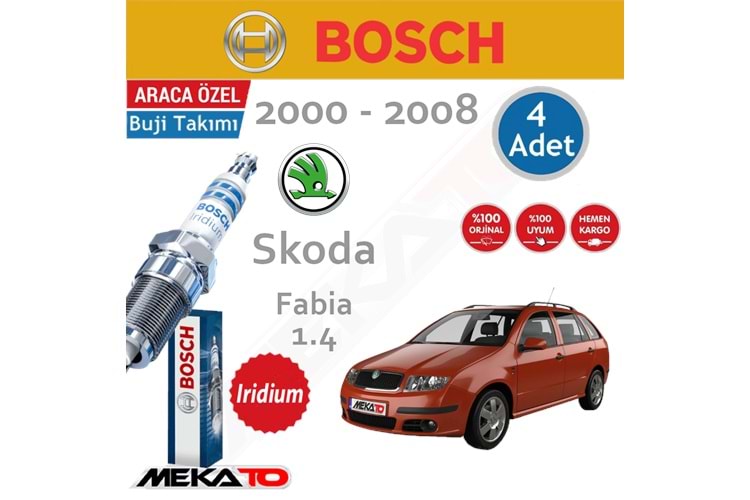 Bosch Skoda Fabia Lpg (1.4) İridyum (2000-2008) Buji Takımı 4 Ad.