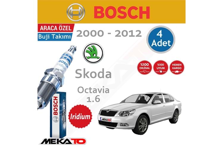 Bosch Skoda Octavia Lpg (1.6) İridyum (2000-2012) Buji Takımı 4 Ad.