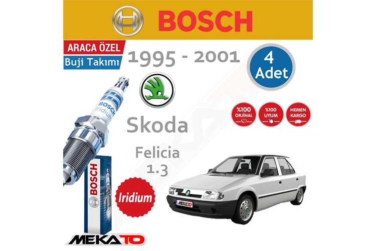 Bosch Skoda Felicia Lpg (1.3) İridyum (1995-2001) Buji Takımı 4 Ad.