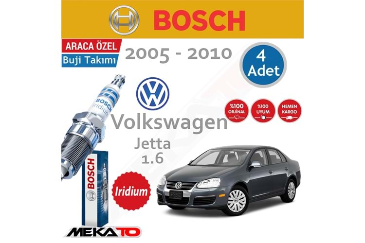 Bosch Volkswagen Jetta Lpg (1.6) İridyum (2005-2010) Buji Takımı 4 Ad.
