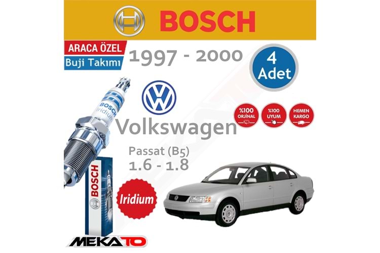 Bosch VW Passat B5 Lpg (1.6-1.8) İridyum (1997-2000) Buji Takımı 4 Ad.