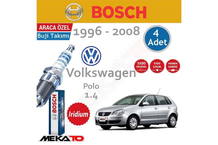 Bosch VW Polo Lpg (1.4-1.6) İridyum (1996-2008) Buji Takımı 4 Ad.