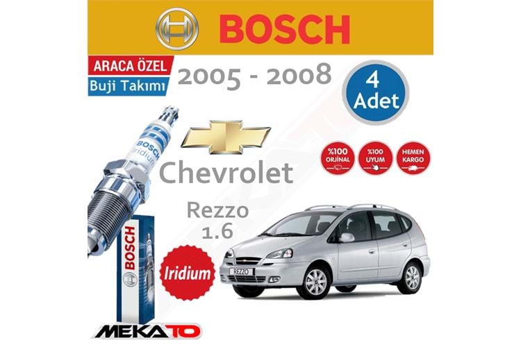 Bosch Chevrolet Rezzo Lpg (1.6) İridyum (2005-2008) Buji Takımı 4 Ad.