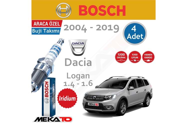 Bosch Dacia Logan Lpg (1.4-1.6) İridyum (2004-2019) Buji Takımı 4 Ad.