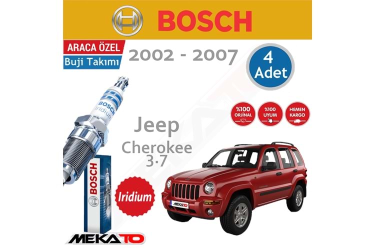 Bosch Jeep Cherokee Lpg (3.7) İridyum (2002-2007) Buji Takımı 4 Ad.