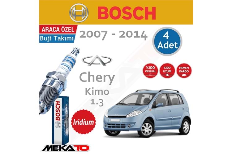 Bosch Chery Kimo Lpg (1.3) İridyum (2007-2014) Buji Takımı 4 Ad.